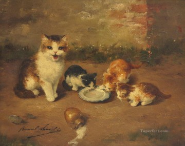  Pintura Arte - PINTURA DE GATITOS Alfred Brunel de Neuville